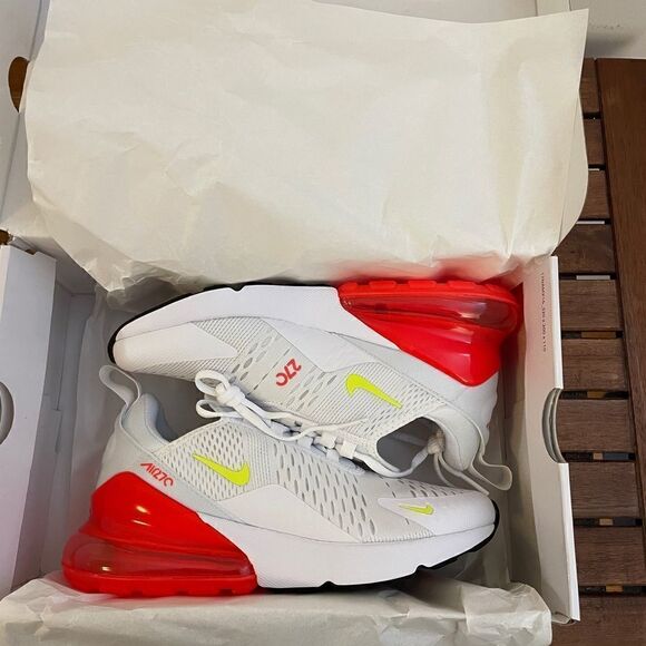 Nike Air Max 270 White/Volt-Bright Crimson US Women 7.5/UK 5/EU 38.5(AH6789-114) - Picture 12 of 13